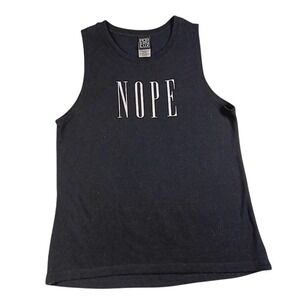 Modern Lux Tank Top Womens XL Black NOPE Graphic Sleeveless Stretch Jersey
